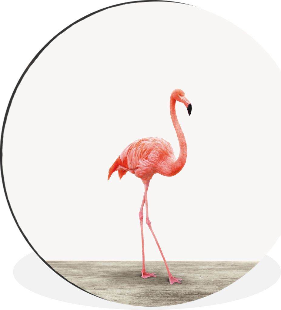 MuchoWow Aluminium Wandkreis Tiere - Flamingo - Rosa Ø 90 cm Wanddeko Modern Wohnzimmer - Mauerkreis - Wandbilder - Runde Bild - Bild aus Alumin...
