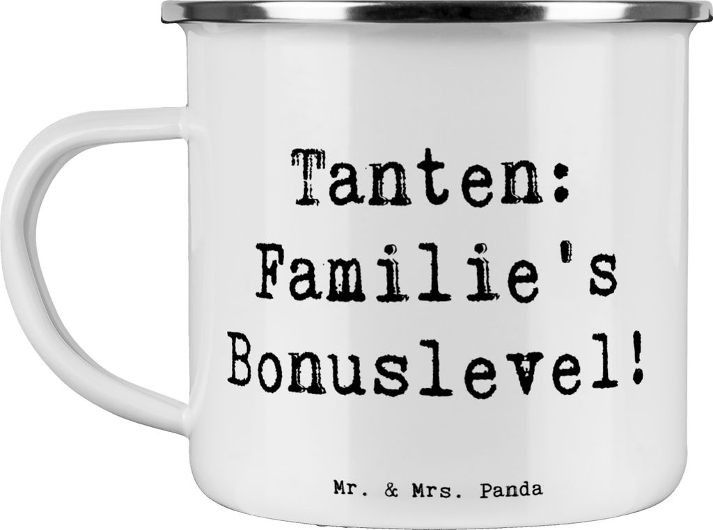 Mr. & Mrs. Panda Teetasse Spruch Tante Bonuslevel - Weiß - Geschenk, Familie, Anekdoten, Geschenke, Nichte, Neffe, Lustig, Emaille Tasse, Handarbe...
