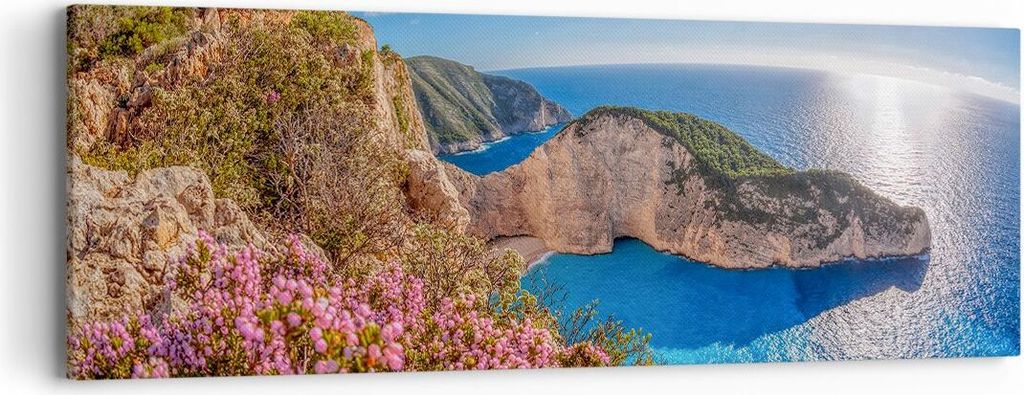 Bild auf Leinwand - Leinwandbild - Meer Sommer Blume - 90x30cm - Wand Bild - Wanddeko - Wandbilder - Leinwanddruck - Bilder - Kunstdruck - Wanddeko...