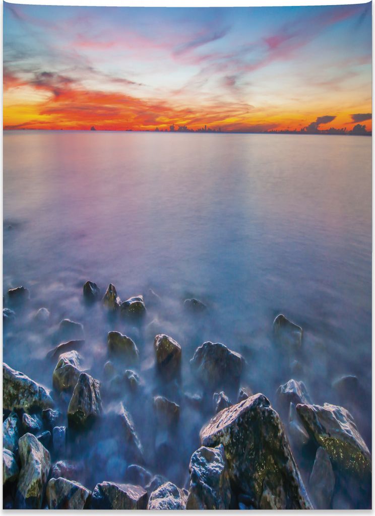 Abakuhaus Meer Wandteppich, Sonnenaufgang Horizont ruhige Wellen aus Weiches Mikrofaser Stoff Kein Verblassen Klare Farben Waschbar, 110 x 150 cm, ...