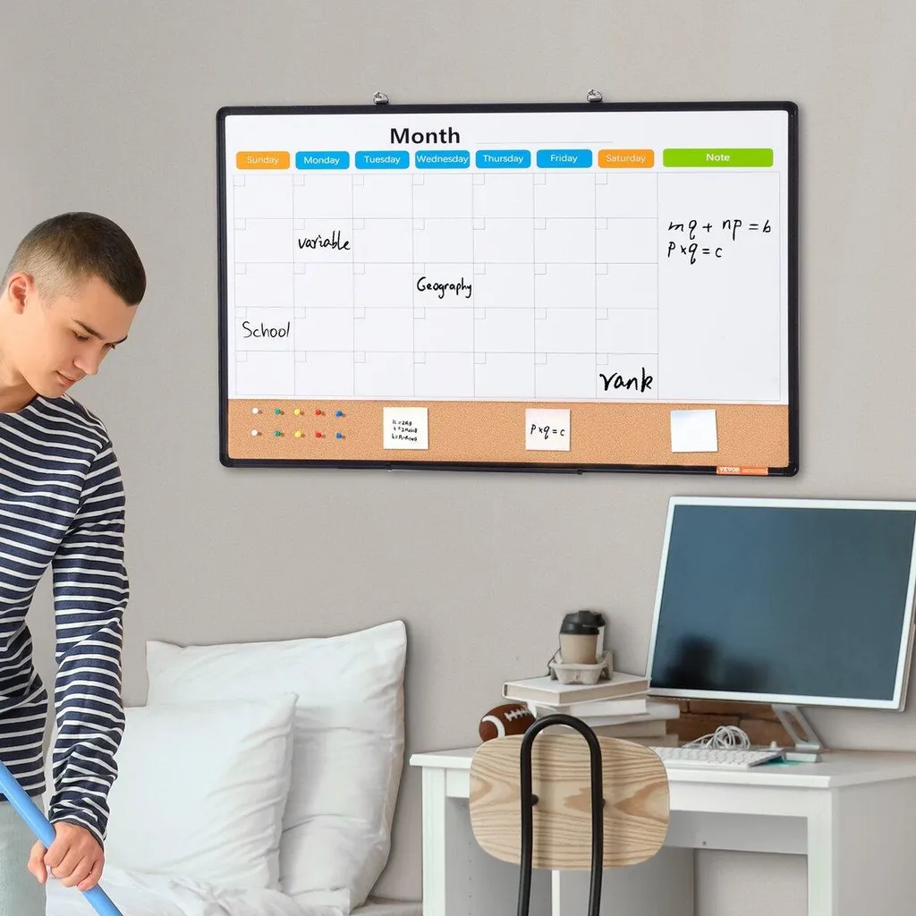 Tableau de planification mural combiné avec calendrier : liège et blanc - 8