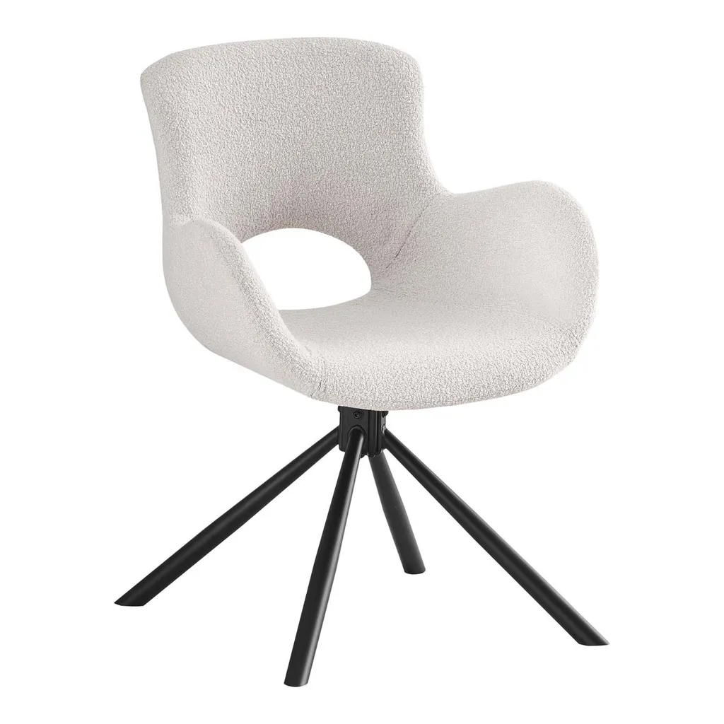 Chaise Bouclée Off-White Amorim avec Rotation 360° et Confort Moelleux