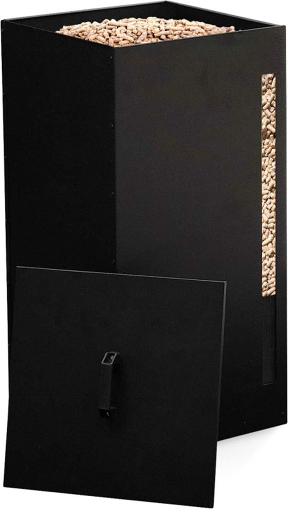 Aga Pelletbox mit Rollen und Tankdeckel 36x36x52 cm Schwarz Produktbild 3
