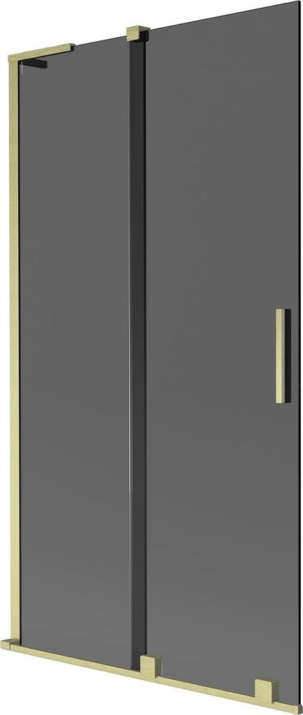 Mexen Velar L Badewannenfaltwand 2-teilig verschiebbar 100 x 150 cm, graphit, gebürstet gold - 896-100-003-41-55