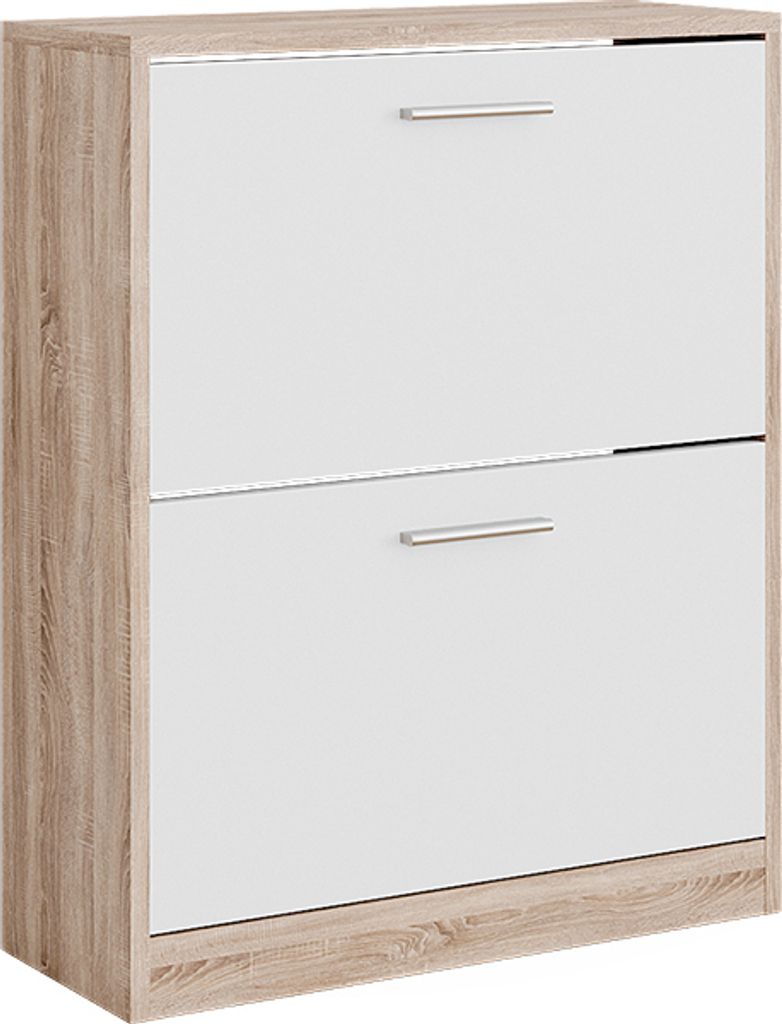 Schuhschrank Vicco Gizmo Weiß/Sonoma 59 x 72.5 cm 2 Fächern, Model 49407