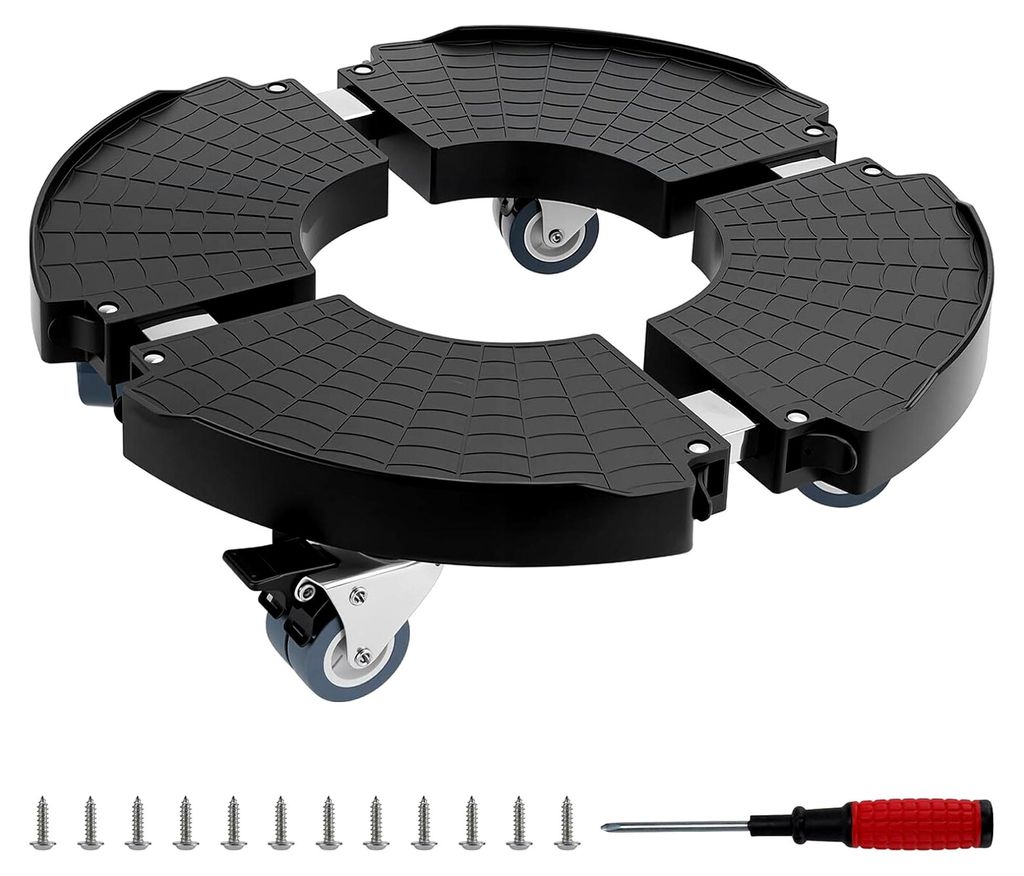 Einstellbarer Pflanzenroller 40-48 cm mit 360° Drehfunktion und Rollen in Schwarz