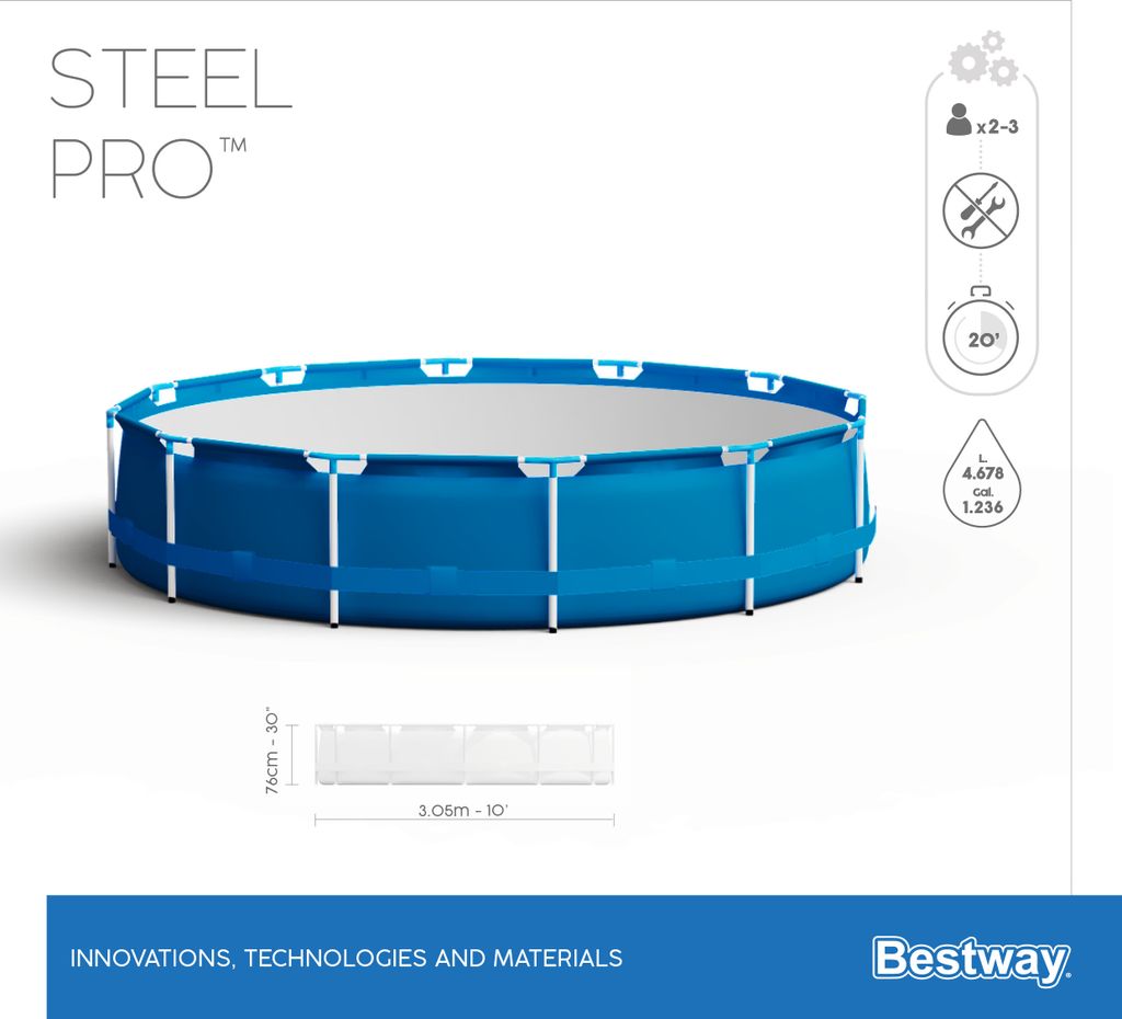 Bestway Steel Pro Swimming-Pool 305x76 cm Produktbild 9