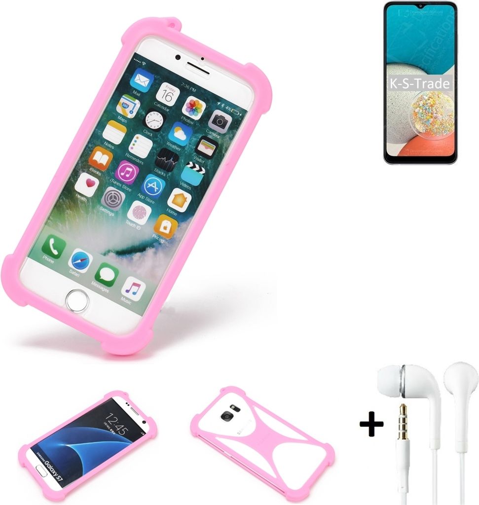 K-S-Trade Bumper + Kopfhörer kompatibel mit Samsung Galaxy Wide5 Handy Hülle Schutzhülle Silikon Schutz Hülle Cover Case Silikoncase Silikonbumper