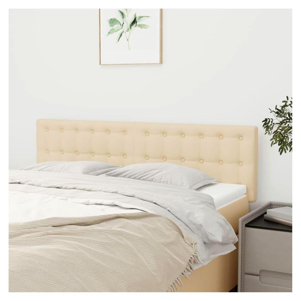Kopfteile aus Stoff im Cremefarbenen 2er-Set, 72x5x78/88 cm, Höhenverstellbar, Schaumstoffpolsterung, Robuste Holzbeine, für Schlafzimmer und Gä...