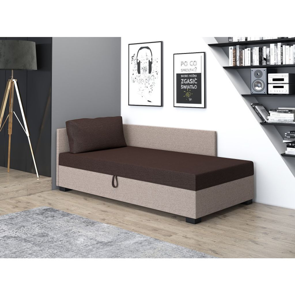 Gepolstertes Einzelbett 100x195 SARAH PLUS 1 - dunkelbraun/beige