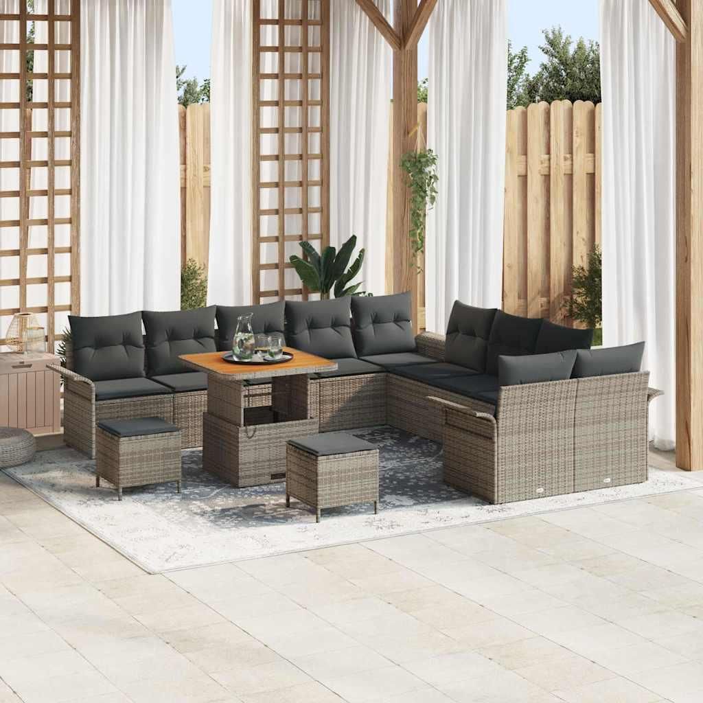 Maison Exclusive - Gartensofa-set mit Kissen 13 pcs Grau Poly-Rattan