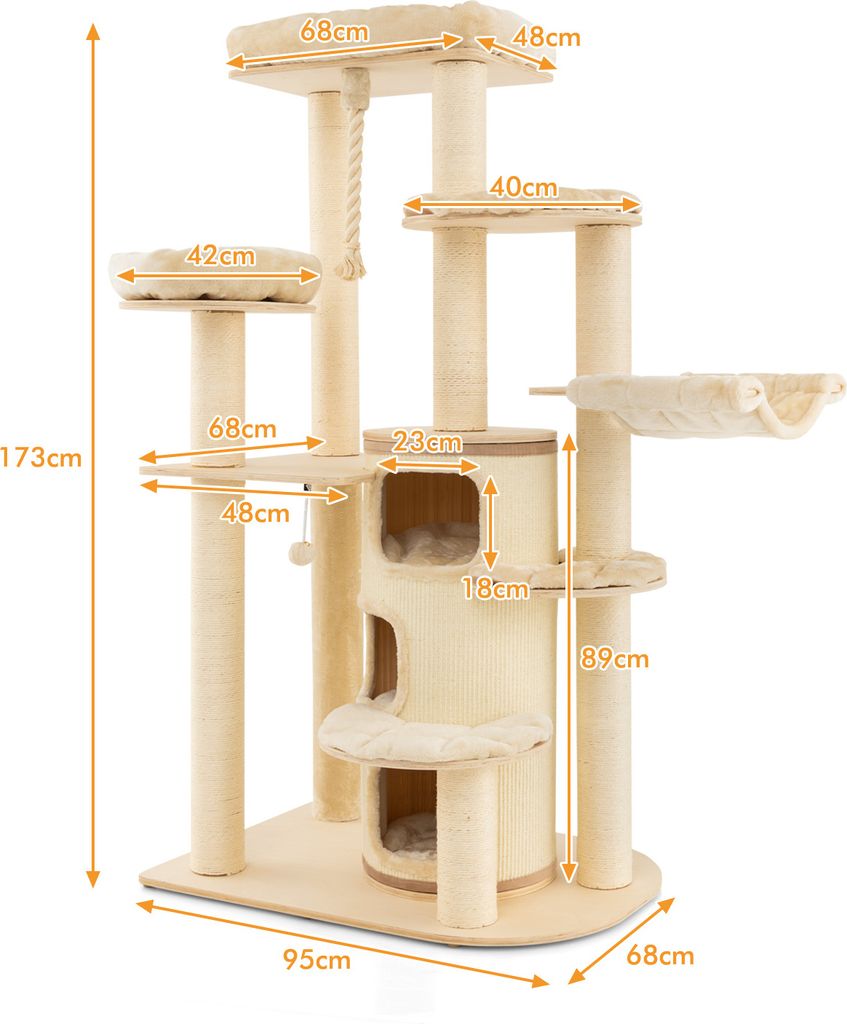 COSTWAY 173cm Kratzbaum Holz, Katzenbaum Groß, Produktbild 8