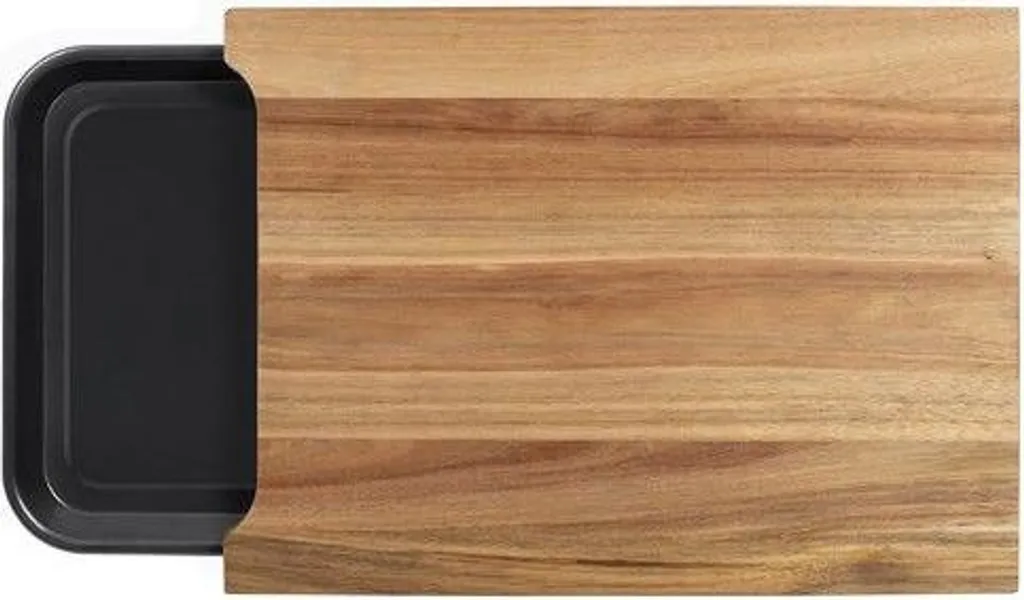 Tagliere, LIVOO MES155, legno di acacia 36,5 x 27,5 cm, contenitore di raccolta rimovibile