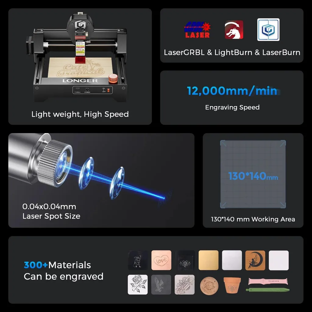 Mini laser de gravure 0,04 mm haute précision avec pilotage par application - 2