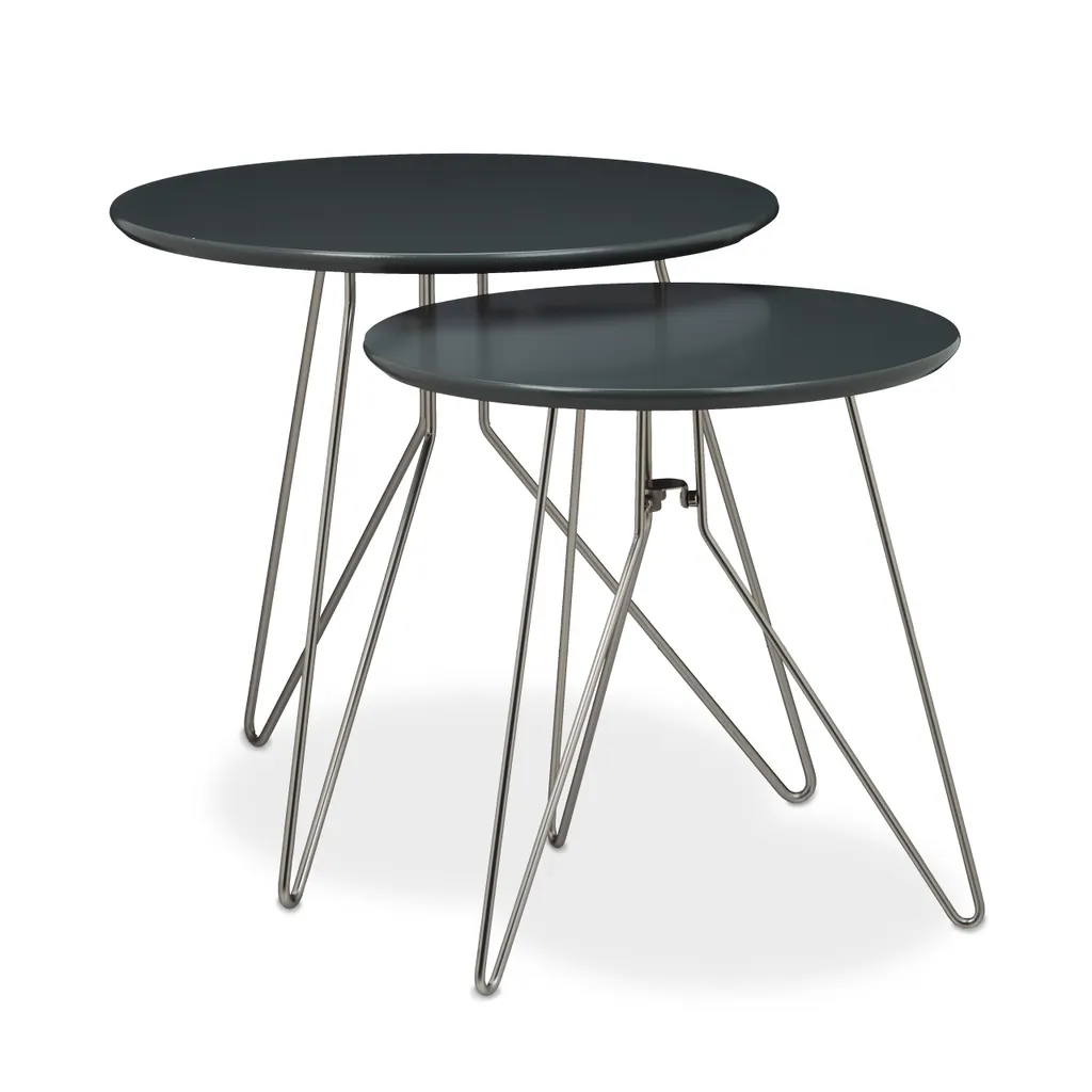 Table d'appoint tripode en métal lot de 2 supports design industriel - 3