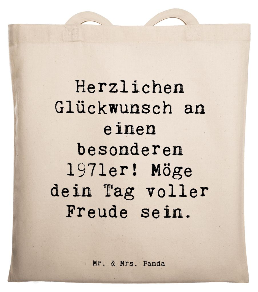 Mr. & Mrs. Panda Tote Bag Spruch 1971 Geburtstag - Weiß - Geschenk, besondere Person, Glückwunsch, handgefertigt, Jutebeutel, Herzlichen, persön...