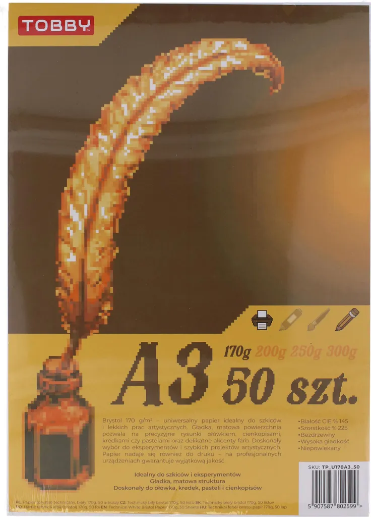 Papier A3 Bristol 170g pour Dessin Technique et Plans - 50 Feuilles