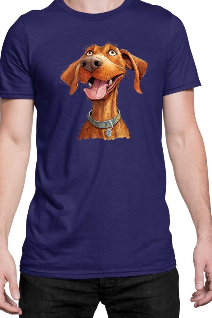 Herren T-Shirt Funny Dogs Breeds Vizsla Dog Breed, Man 2XL / Dunkelblau