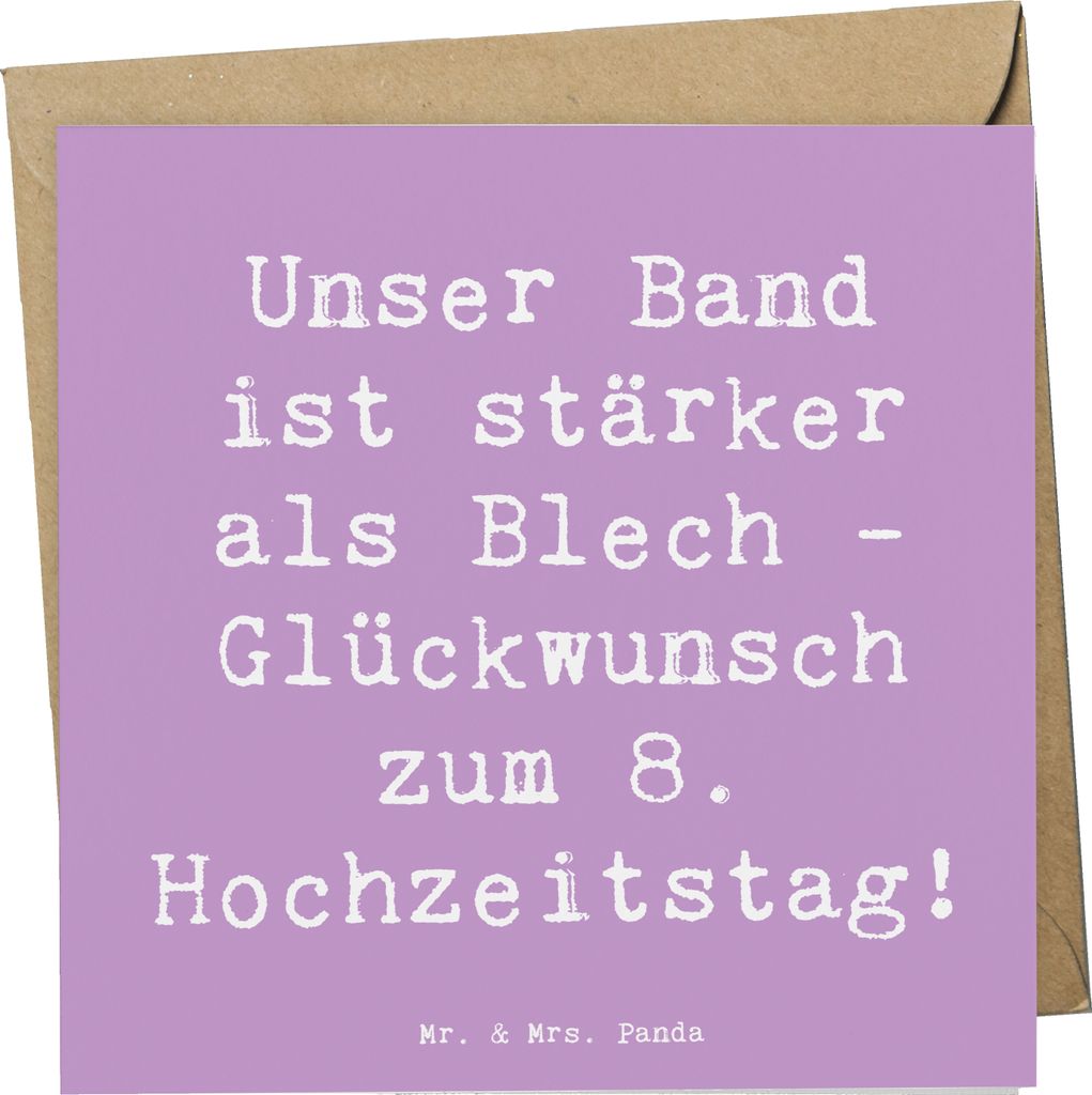 Mr. & Mrs. Panda Klappkarte Spruch 8. Hochzeitstag Blechhochzeit - Lavendeltraum - Geschenk, Glückwunschkarte, Grußkarte, Geschenke, Heirat, Heir...