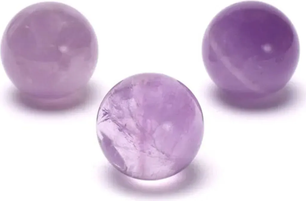 Lot de 3 mini sphères en améthyste naturelle pour décoration Feng Shui