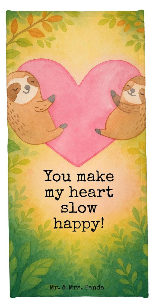 Mr. & Mrs. Panda Handtuch Faultiere Herz Design - Weiß - Geschenk, Jahrestag, für Freundin, Mitbringsel, sporthandtuch, Valentinstag, Strandtuch,...