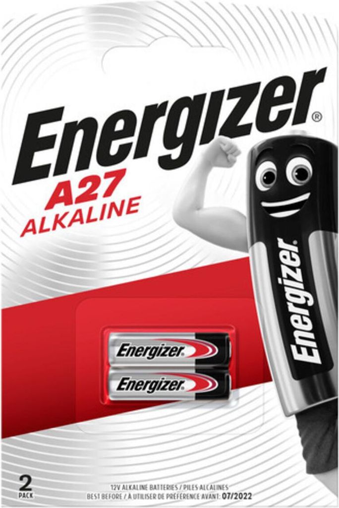 Batterie A27 Alkaline 12 Volt weiß/rot 2 Stück. Packung mit 10 Stück