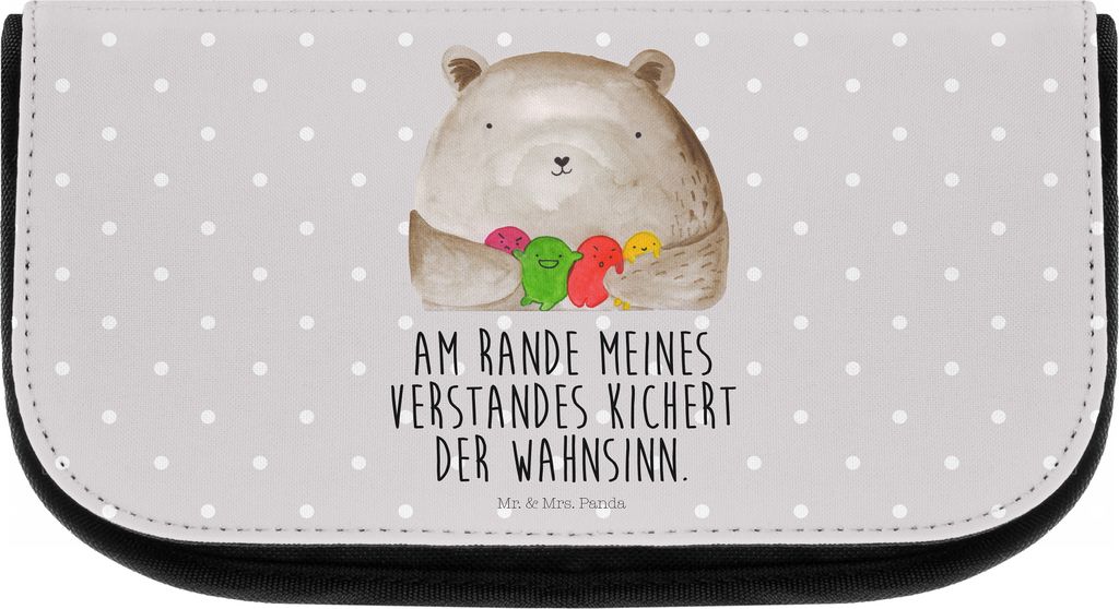 Mr. & Mrs. Panda Kulturbeutel Bär Gefühl - Grau Pastell - Geschenk, Make-up Organizer, Durchgedreht, Verrückt, Teddy, kosmetiktasche klein, Wahn...