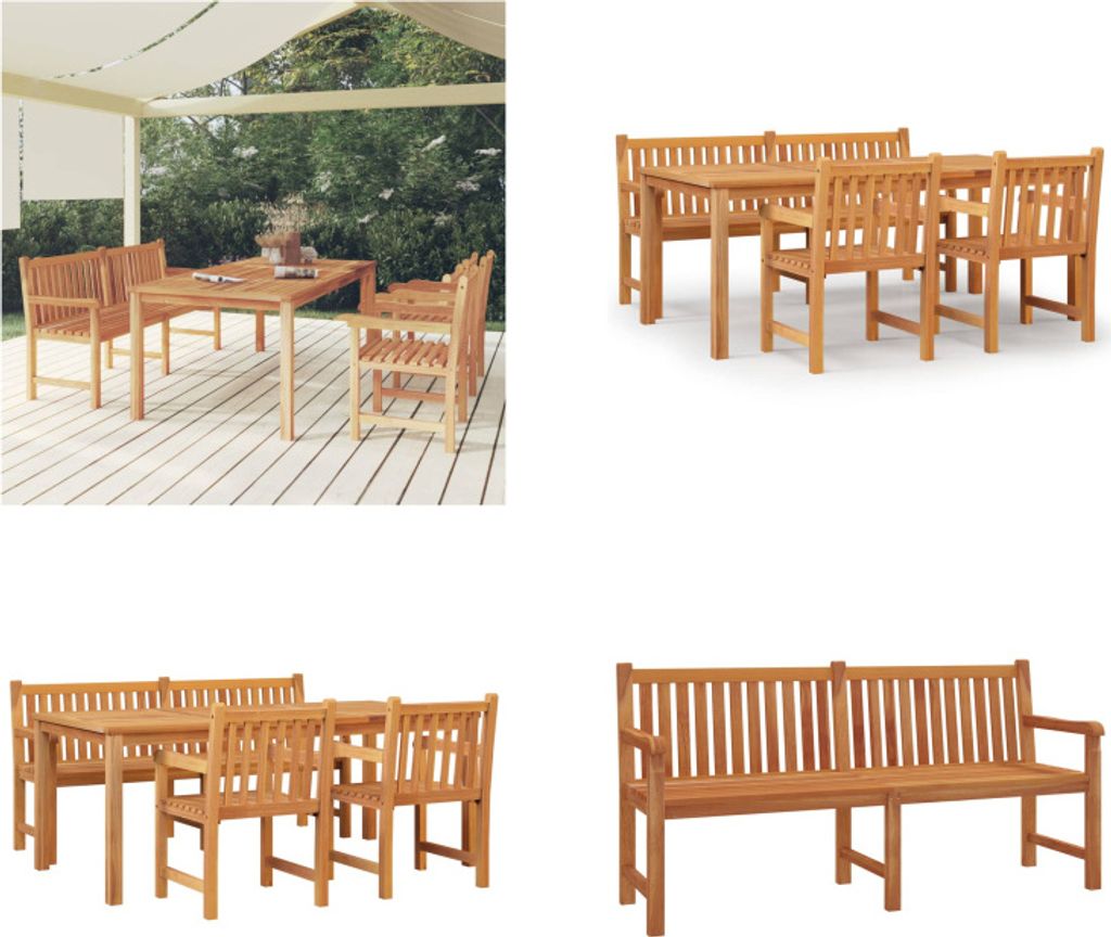 vidaXL 4 tlg. Garten Essgruppe Massivholz Teak - Garten Essgruppe - Garten Essgruppen - Gartenmöbel - Terrassenmöbel