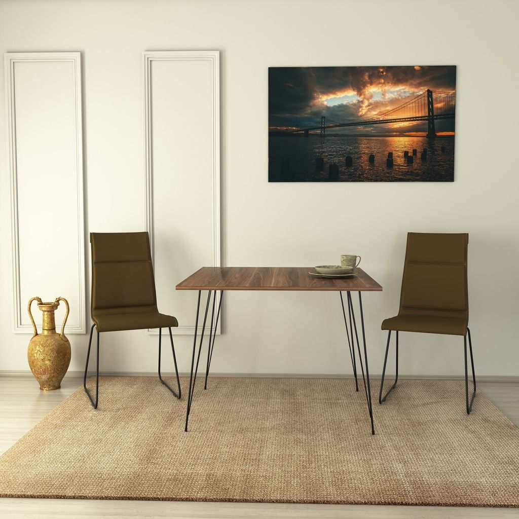 Skye Decor, Sandalf Square - Walnut, Tisch, Nussbaum, 100 % MELAMINBESCHICHTETE SPANPLATTEN, 90 x 90 x 75 cm