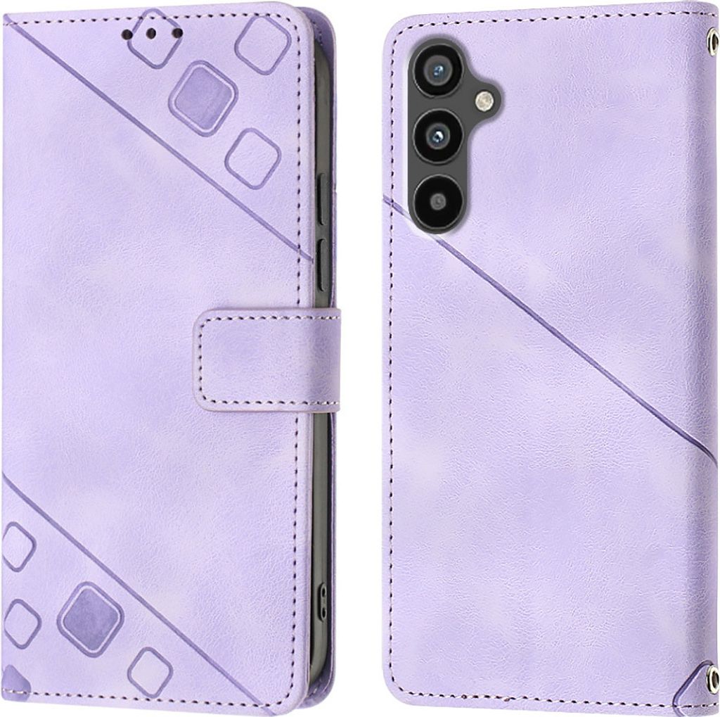 Hülle für Samsung Galaxy A34 Prägung Flip Leder Brieftasche Schutzhülle mit Ständer Lila