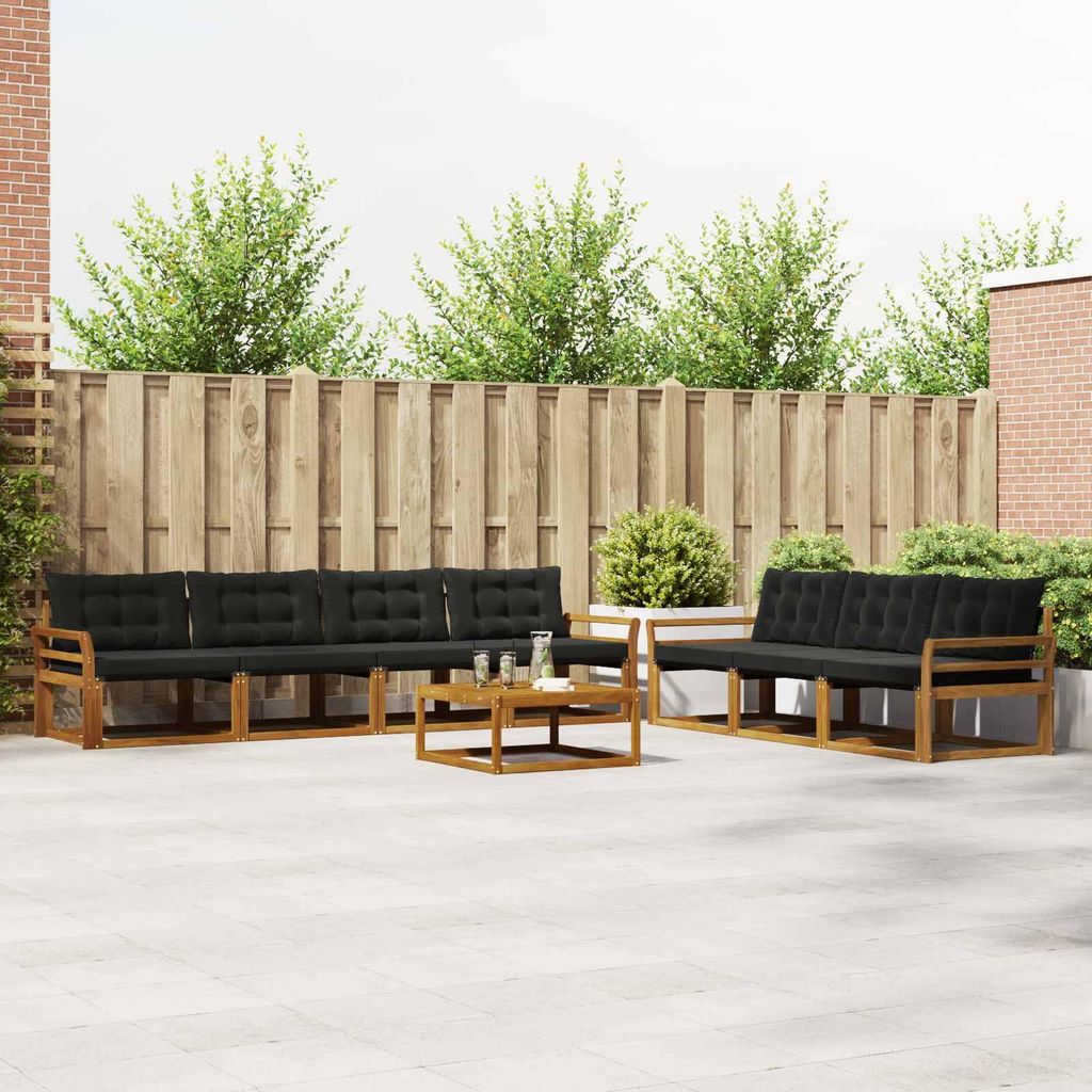 (Robust Möbel)Outdoor-Sofagarnitur - CLORIS - Balkonmöbe/Sitzgruppe - mit Kissen 8 pcs - Moderne Design - Natürlich und Schwarz - Gartensofa...