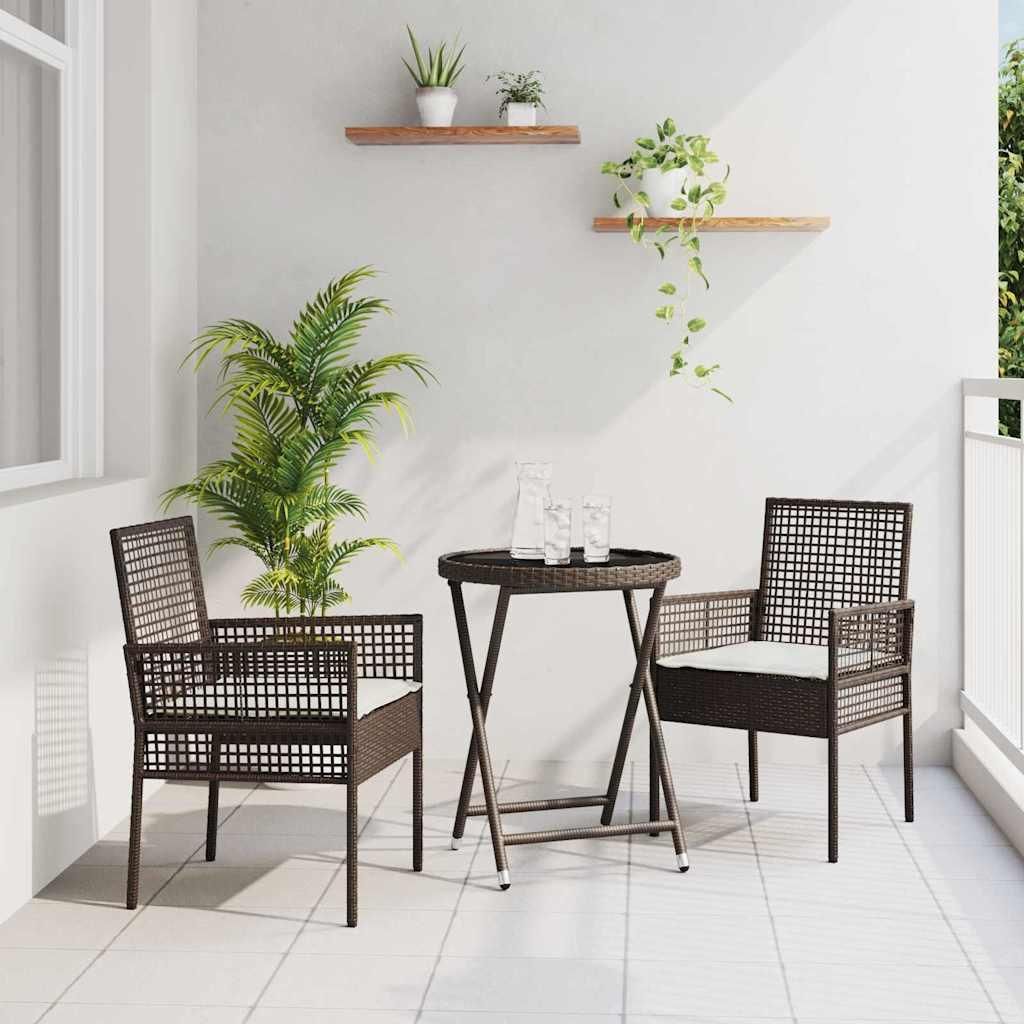 Maison Exclusive - Garten Bistro Set 3 pcs Braun Poly-Rattan
