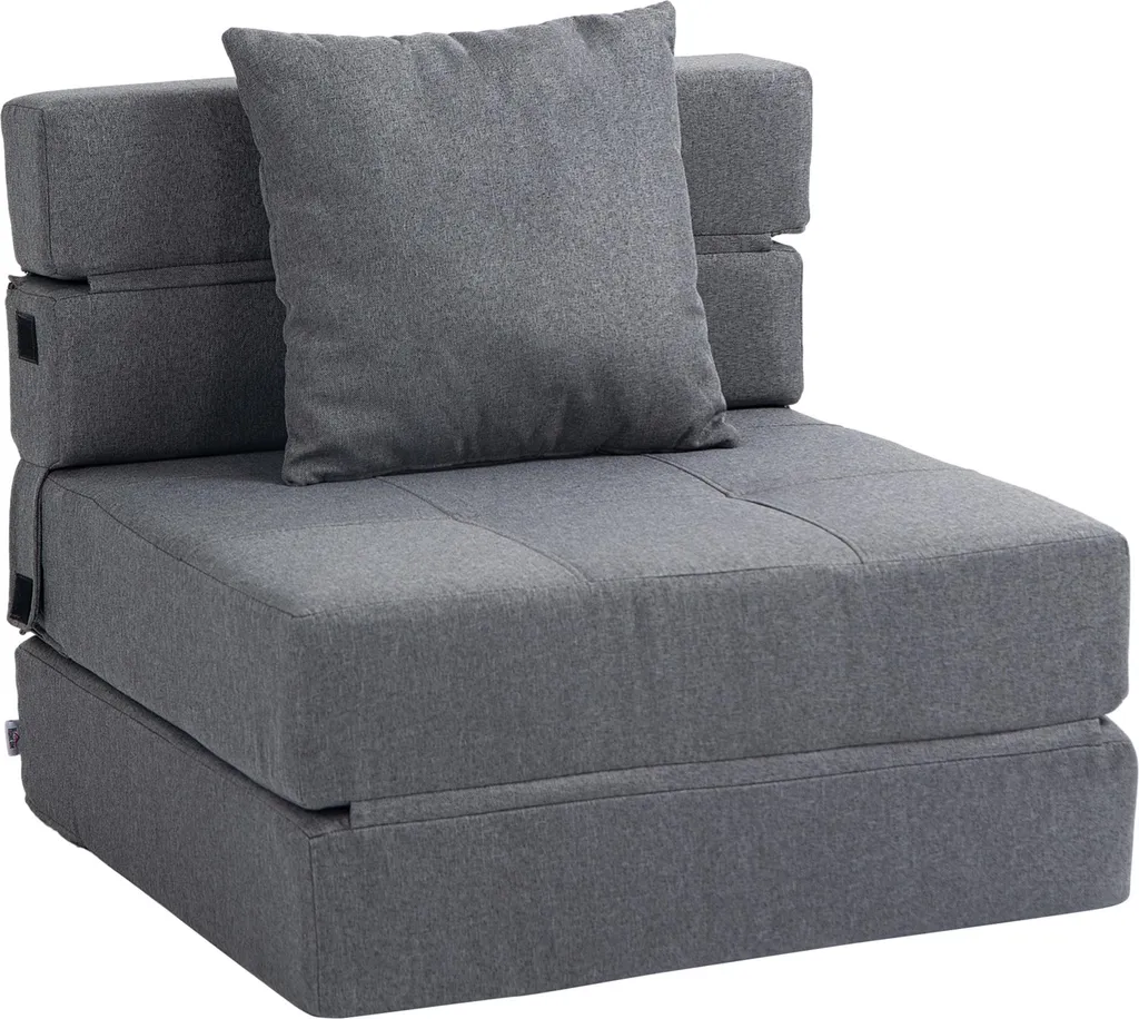 Fortuna Lai Fauteuil-lit Pliable 2 en 1 Gris Foncé, Charge Max 100 kg