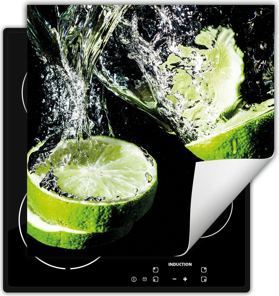 DarHaus Herdabdeckplatte 60x52 cm Anti Rutsch Matte Aufrollbar, schwarz - Limette