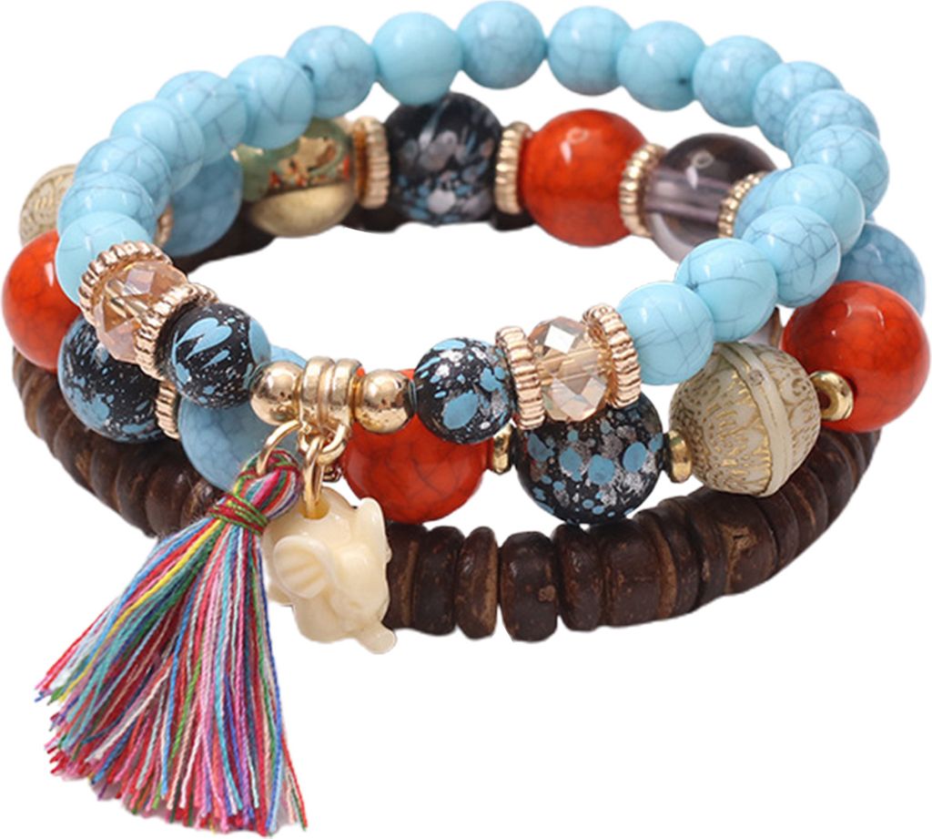 3 Stück Quaste Holzperlen Harz Kombination Armband Geschenk Schmuck Zubehör-Mehrfarbig