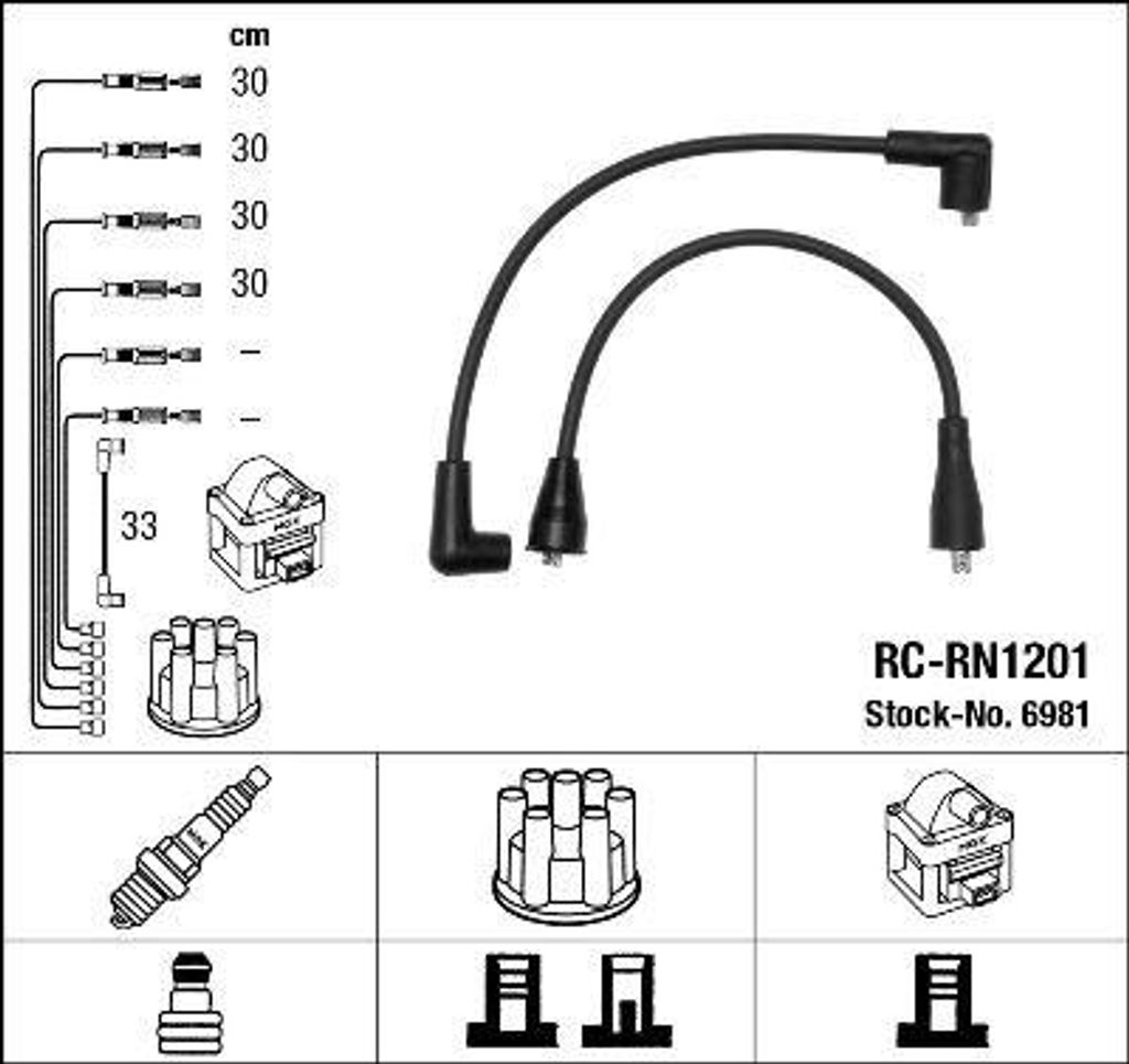NGK 6981 Zündkabelsatz Zündleitungssatz für RENAULT 16 Schrägheck für TRIUMPH 1500 Mk1