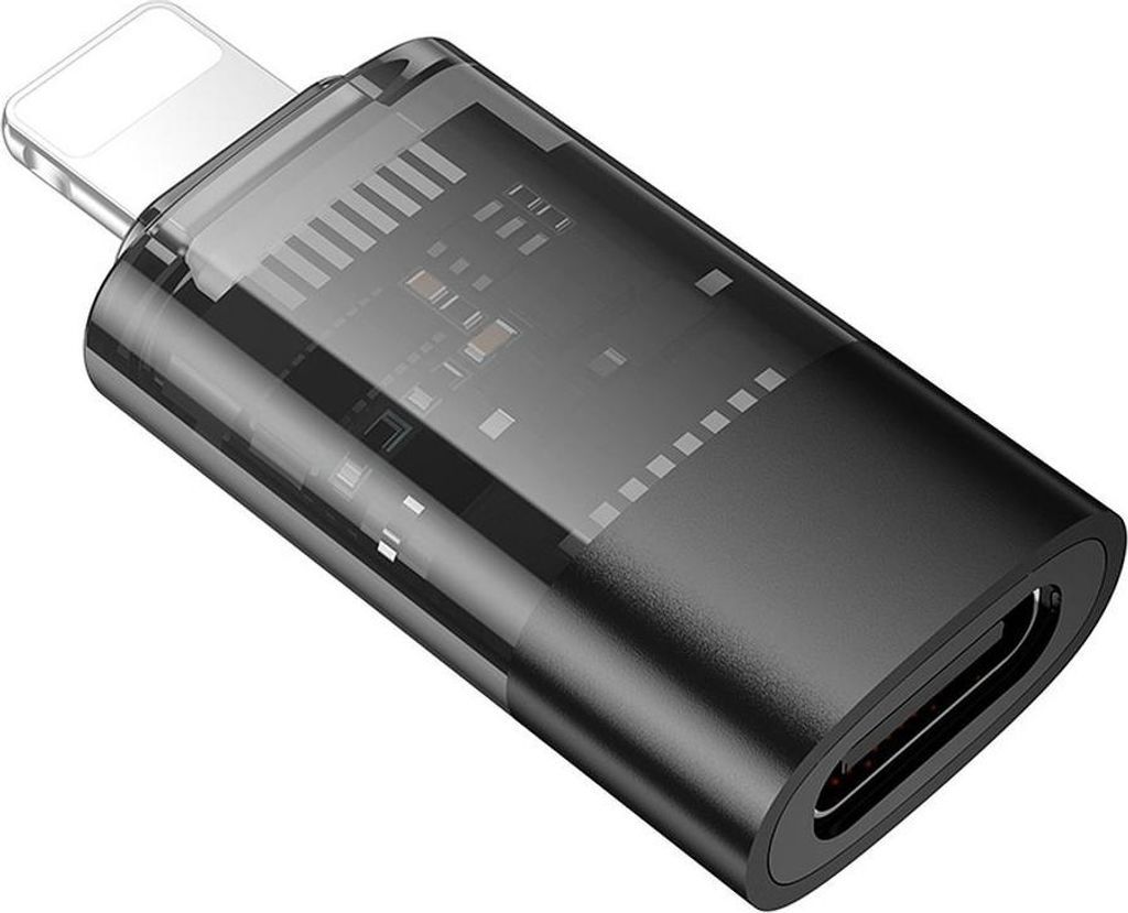 Adapter OTG Lightning auf USB C Hoco UA36A transparent schwarz