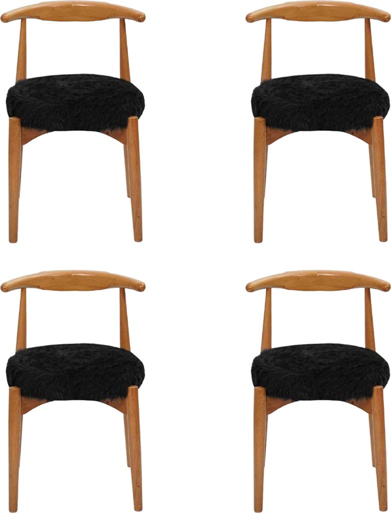 Modern Esszimmer Holz 4x Stühle Braun Schwarz Ohne Armlehne Design JVmoebel