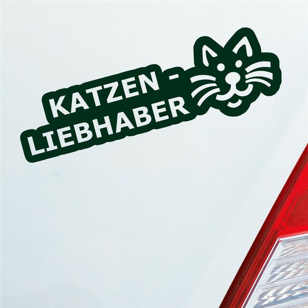 Auto Aufkleber Katzenliebhaber Katze Cat süß Love Liebe 19,5x6 cm Dunkelgrün Sticker Heckscheibenaufkleber