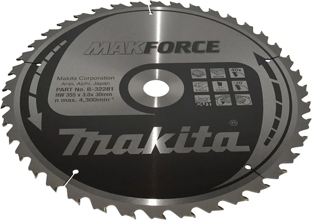Makita B-32281 Lame de Scie Circulaire MAKFORCE Ø 355mm 40 Dents Bois