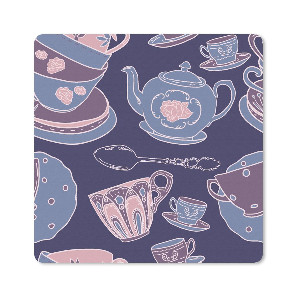 MuchoWow Mauspad Mousepad Muster - Tee - Tasse - Teekanne 30x30 cm - Mousepads - Maus Mat - Pad - Mausunterlage - Gaming
