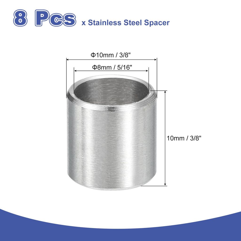 8 Stš¹ck Distanzhš¹lsen Edelstahl 8x10x10mm(IDxODxL) Metallhš¹lsen Abstandshalter Blankes Finish Unverzahnter fš¹r Schrauben und Gewindesta...
