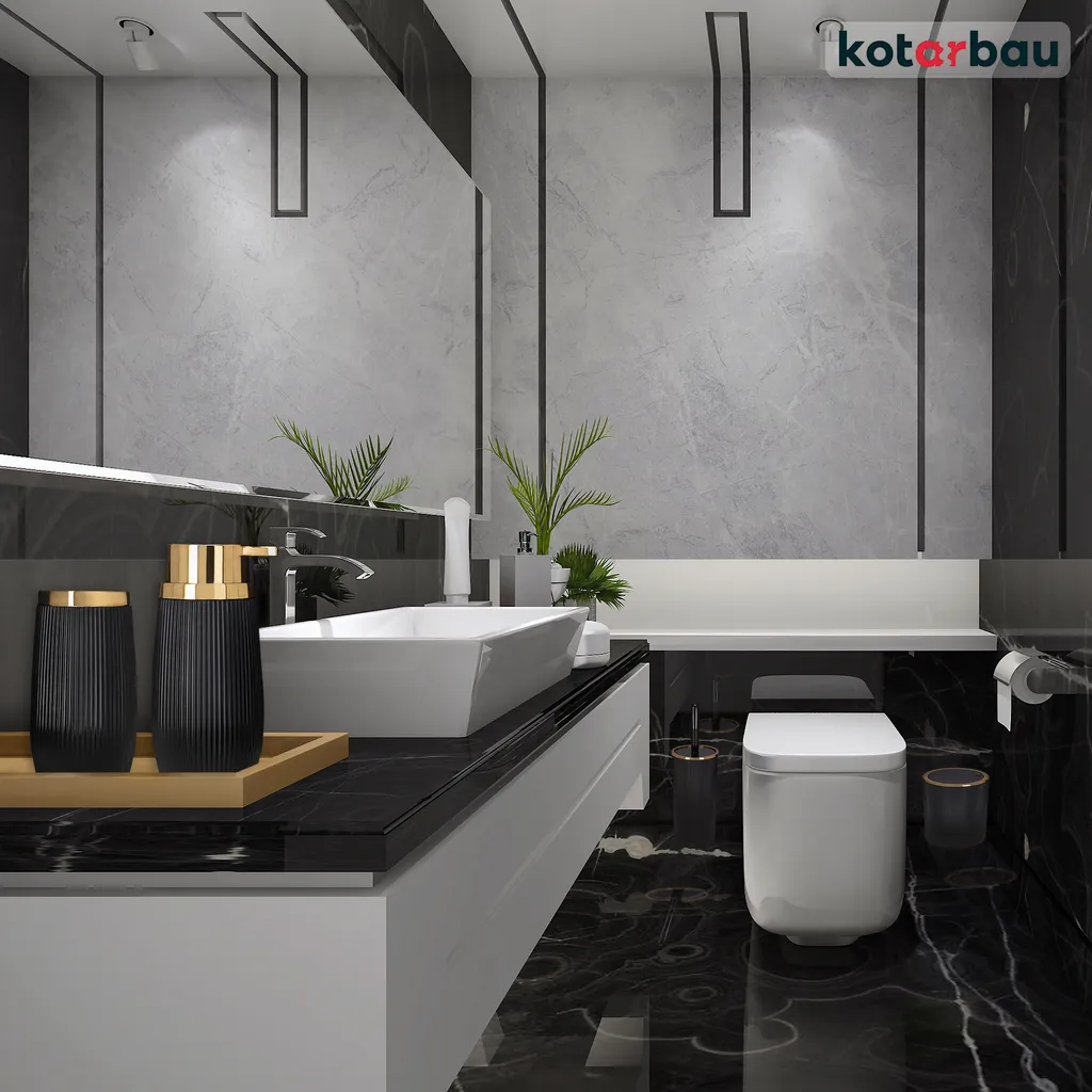 KOTARBAU Set d'accessoires de salle de bain 5 pièces noir et or chic