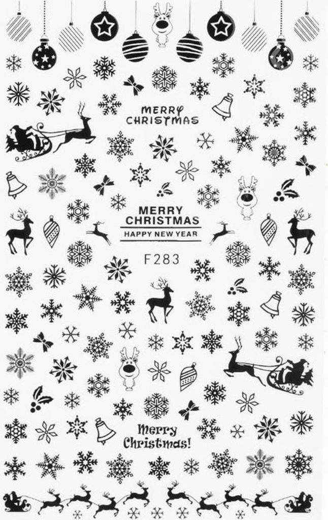 Dünne selbstklebende Nagelsticker Weihnachten F283 schwarz