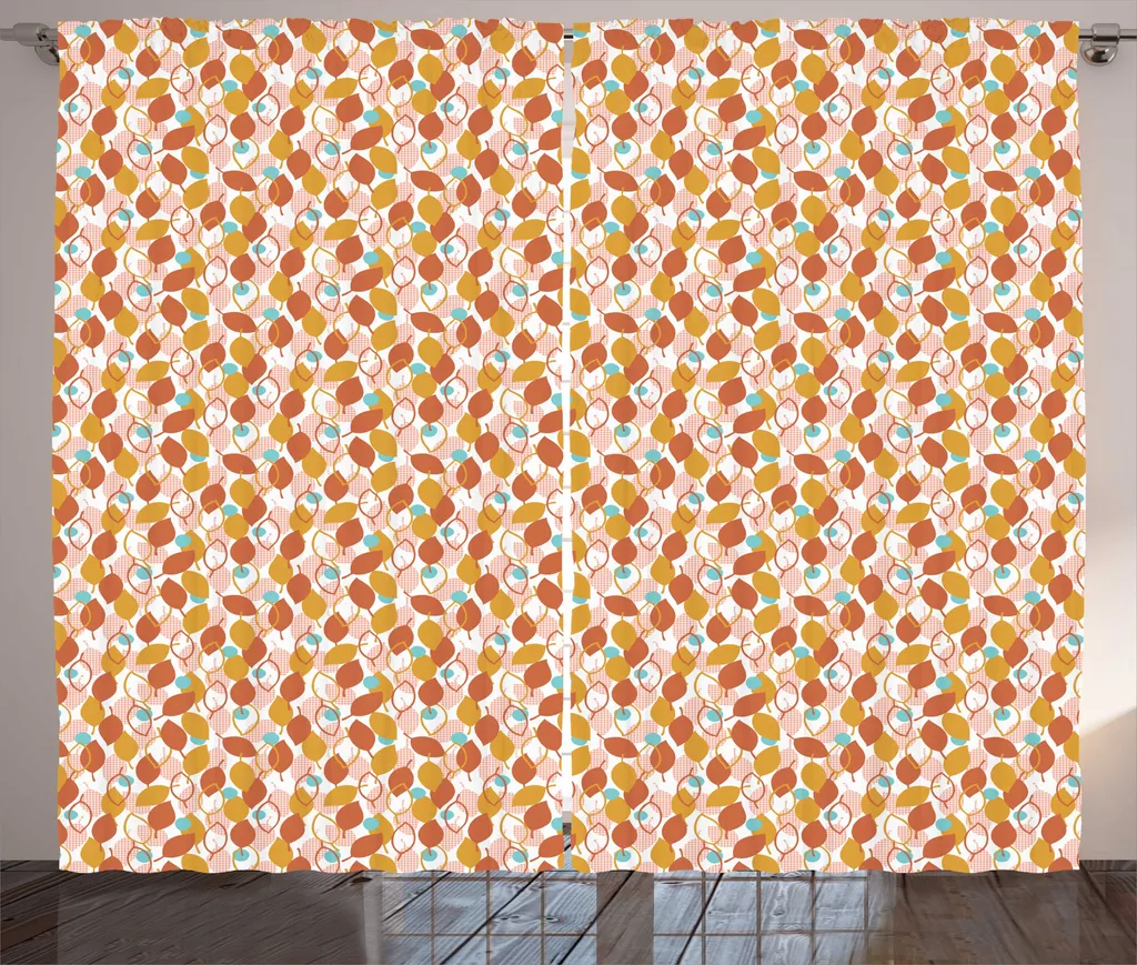 Rideaux Automne ABAKUHAUS Rustiques avec Feuilles - 280 x 225 cm Orange