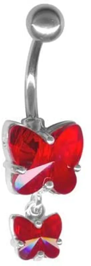Piercing Karisma Ombelico Argento 925 Butterfly Cristalli Rossi