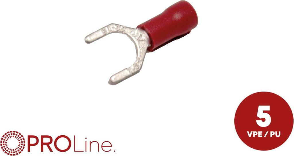 Gabelkabelschuh 0,5mm²-1,5mm²/6,4mm rot 5 Stück