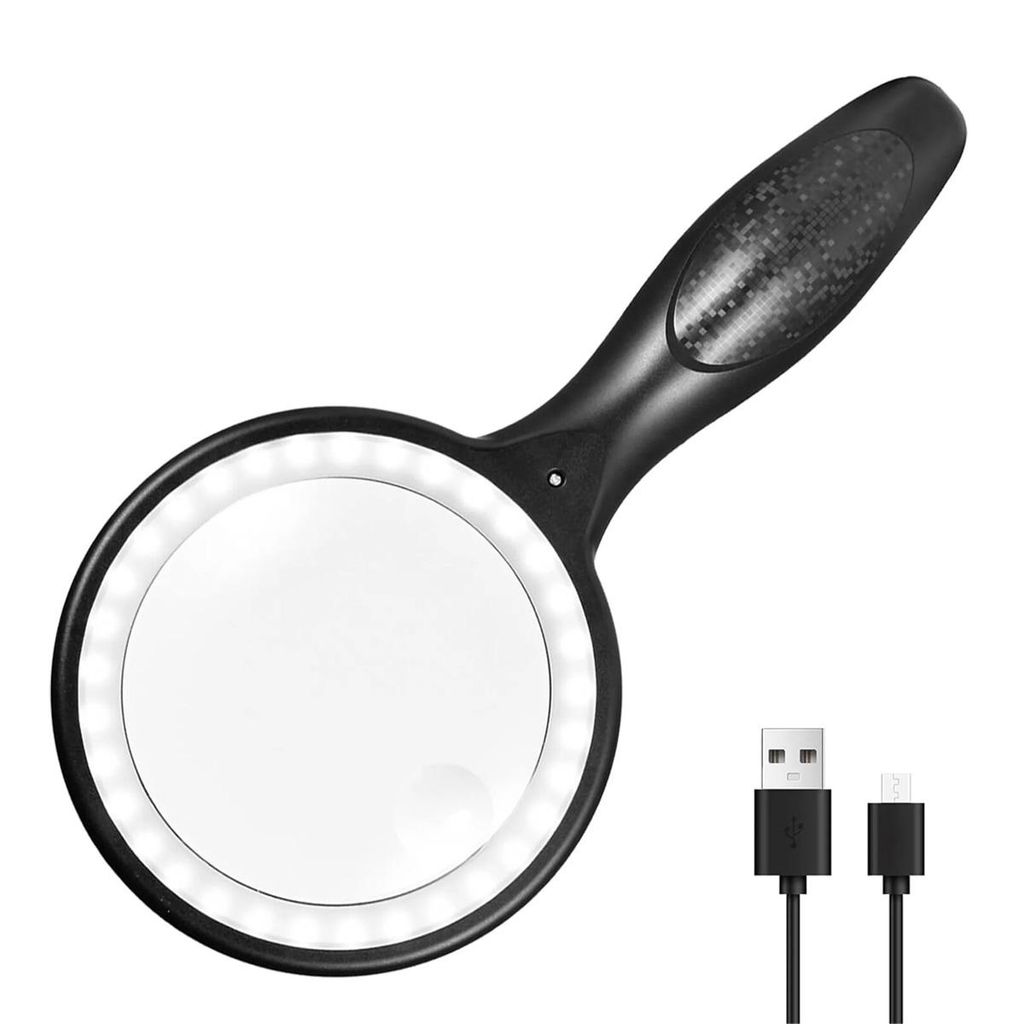 LED Leselupe 30x Vergrößerung, Handlupe mit 33 LEDs Licht, Produktbild 