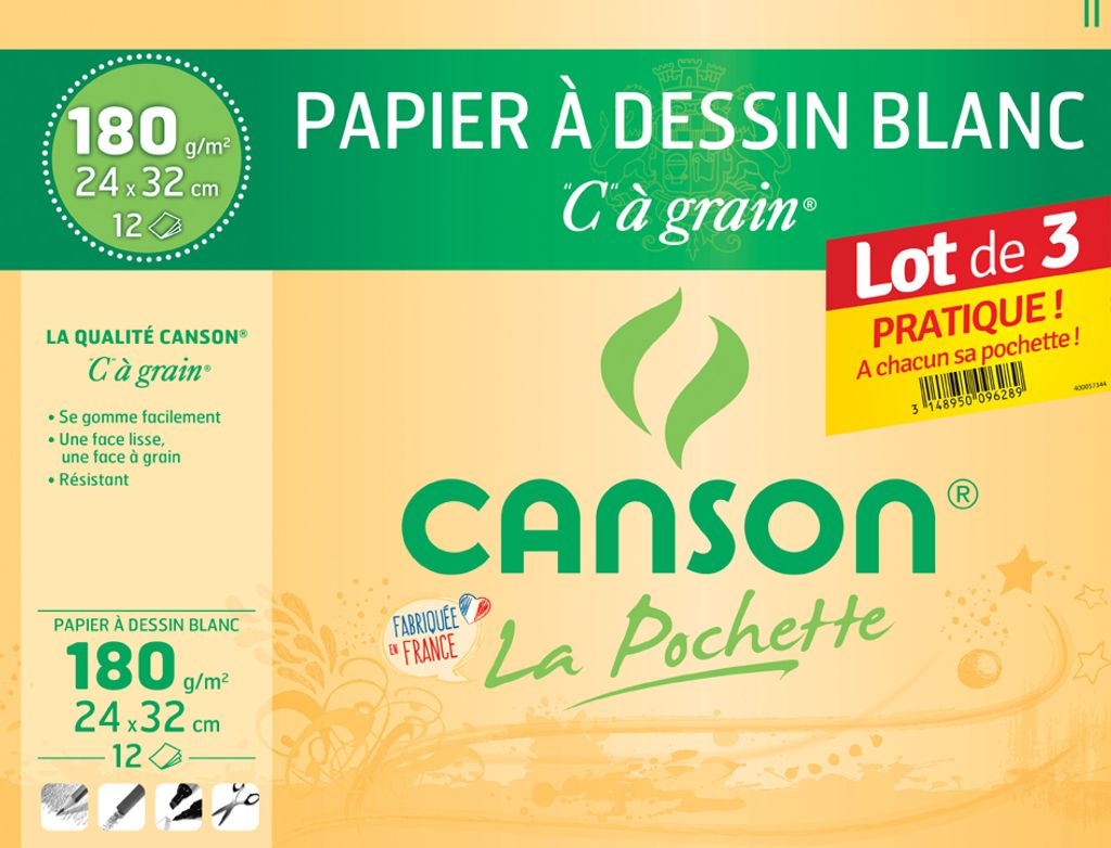 CANSON Zeichenpapier "C" à Grain 320 x 240 mm 3er Set