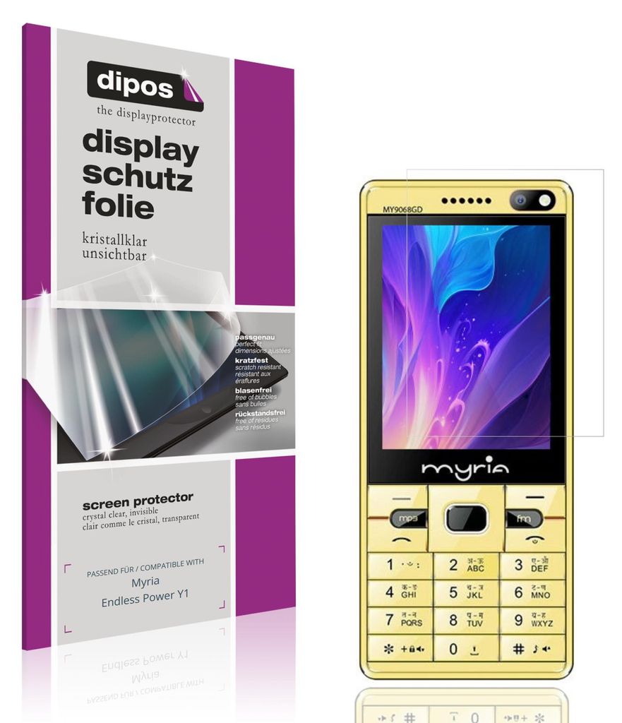4x Schutzfolie für Myria Endless Power Y1 klar Displayschutzfolie Folie Display Schutz dipos